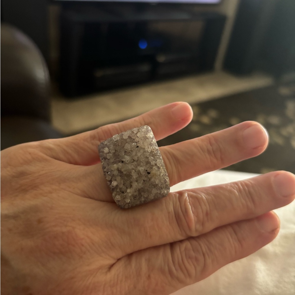 Glittering Square Amethyst Ring - image 1